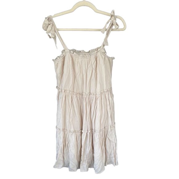 D2 Trixxi Boho‎ Cream Tiered Mini Babydoll Dress Size Small - Picture 1 of 7